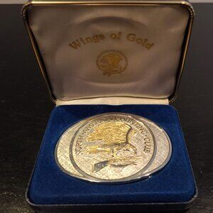 Vintage Belt Buckle: Wings of Gold – North American Hunting Club (box included)